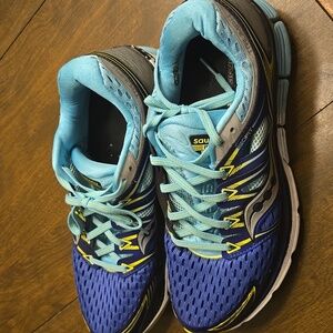 Saucony ISO Series Women's Running Shoes Size 11 Sneakers Blue Purple Yellow